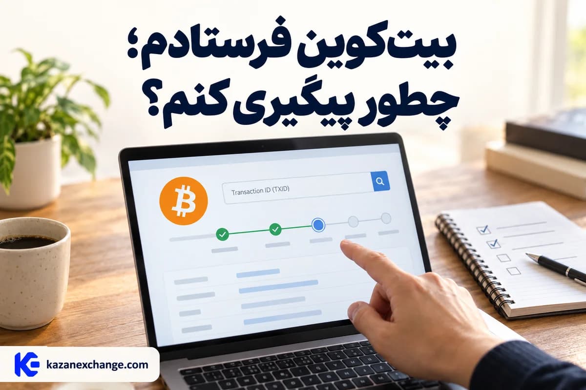 لپ‌تاپ با مراحل تأیید تراکنش بیت‌کوین؛ بیت‌کوین فرستادم، چطور پیگیری کنم؟