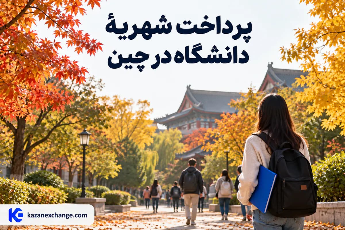محوطهٔ دانشگاهی در پکن در پاییز با دانشجویانی در مسیر درختی؛ راهنمای پرداخت شهریهٔ دانشگاه در چین